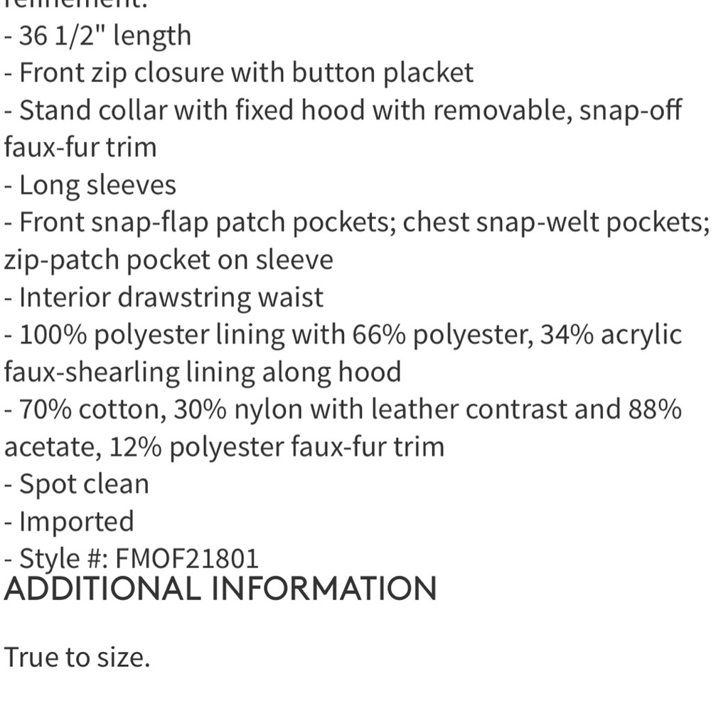 Frye Ranson Parka-Medium - Picture 3 of 3